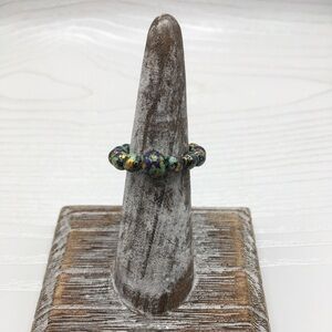 HANDCRAFTED Painted Hematite Stretch Bead Ring